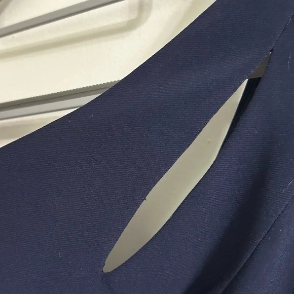 Aqua Formal One Shoulder Keyhole Navy Dress - Picture 4 of 6